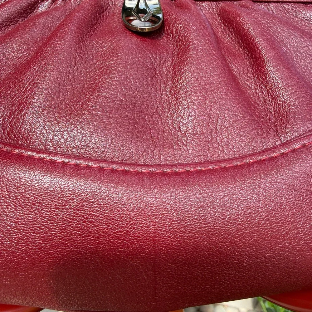 Leather Clutch Ladies Vintage Merlot Color - Picture 6 of 10